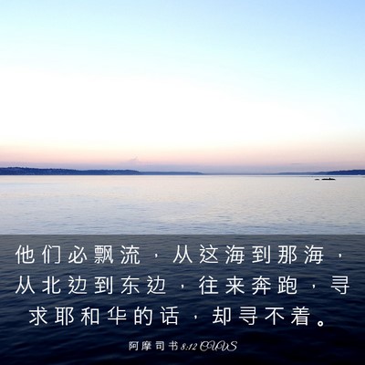 Picture 03 - 阿 摩 司 书 8:12 CUVS - 他 们 必 飘 流 ， 从 这 海 到 那 海 - Bible Verse Picture