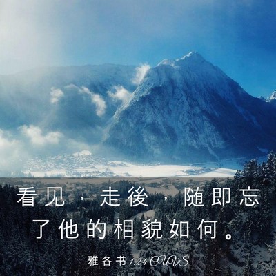 Picture 03 - 雅 各 书 1:24 CUVS - 看 见 ， 走 後 ， 随 即 忘 了 他 的 - Bible Verse Picture