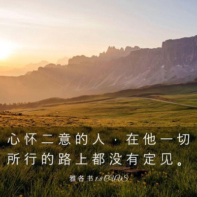 Picture 03 - 雅 各 书 1:8 CUVS - 心 怀 二 意 的 人 ， 在 他 一 切 所 - Bible Verse Picture