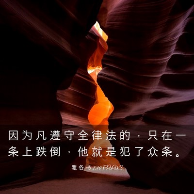 Picture 03 - 雅 各 书 2:10 CUVS - 因 为 凡 遵 守 全 律 法 的 ， 只 在 - Bible Verse Picture
