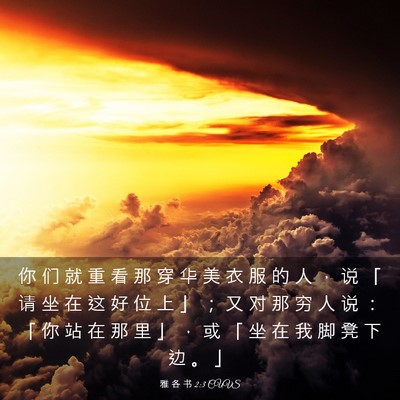 Picture 03 - 雅 各 书 2:3 CUVS - 你 们 就 重 看 那 穿 华 美 衣 服 的 - Bible Verse Picture