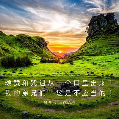 Picture 03 - 雅 各 书 3:10 CUVS - 颂 赞 和 咒 诅 从 一 个 口 里 出 来 - Bible Verse Picture