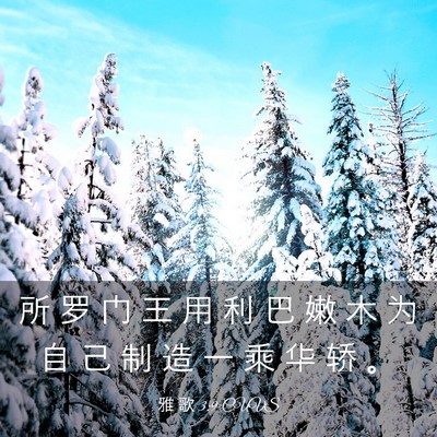 Picture 03 - 雅 歌 3:9 CUVS - 所 罗 门 王 用 利 巴 嫩 木 为 自 己 - Bible Verse Picture