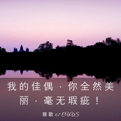 Picture 03 - 雅 歌 4:7 CUVS - 我 的 佳 偶 ， 你 全 然 美 丽 ， 毫 - Bible Verse Picture