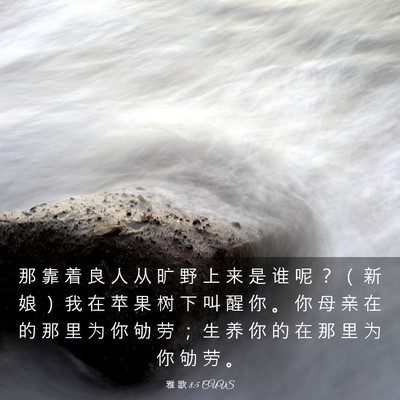 Picture 03 - 雅 歌 8:5 CUVS - 那 靠 着 良 人 从 旷 野 上 来 是 谁 - Bible Verse Picture