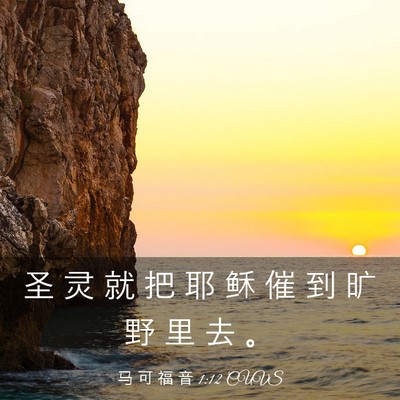 Picture 03 - 马 可 福 音 1:12 CUVS - 圣 灵 就 把 耶 稣 催 到 旷 野 里 去 - Bible Verse Picture