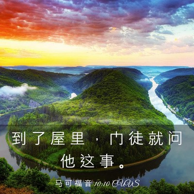 Picture 03 - 马 可 福 音 10:10 CUVS - 到 了 屋 里 ， 门 徒 就 问 他 这 事 - Bible Verse Picture