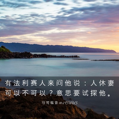Picture 03 - 马 可 福 音 10:2 CUVS - 有 法 利 赛 人 来 问 他 说 ： 人 休 - Bible Verse Picture