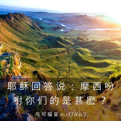 Picture 03 - 马 可 福 音 10:3 CUVS - 耶 稣 回 答 说 ： 摩 西 吩 咐 你 们 - Bible Verse Picture