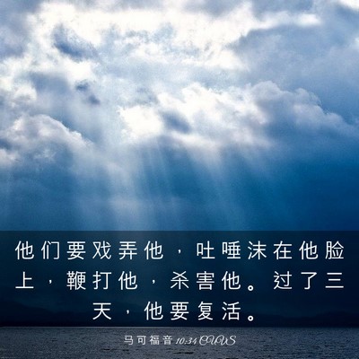 Picture 03 - 马 可 福 音 10:34 CUVS - 他 们 要 戏 弄 他 ， 吐 唾 沫 在 他 - Bible Verse Picture