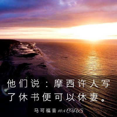 Picture 03 - 马 可 福 音 10:4 CUVS - 他 们 说 ： 摩 西 许 人 写 了 休 书 - Bible Verse Picture