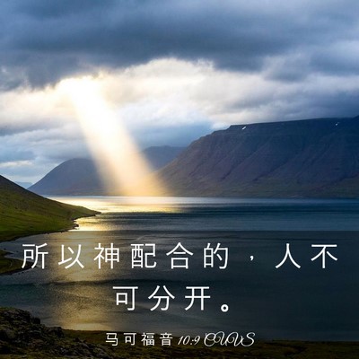 Picture 03 - 马 可 福 音 10:9 CUVS - 所 以 神 配 合 的 ， 人 不 可 分 开 - Bible Verse Picture