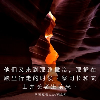 Picture 03 - 马 可 福 音 11:27 CUVS - 他 们 又 来 到 耶 路 撒 冷 。 耶 稣 - Bible Verse Picture