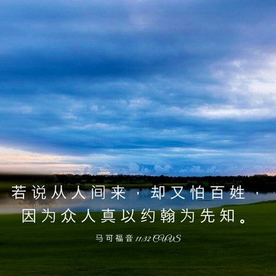 Picture 03 - 马 可 福 音 11:32 CUVS - 若 说 从 人 间 来 ， 却 又 怕 百 姓 - Bible Verse Picture