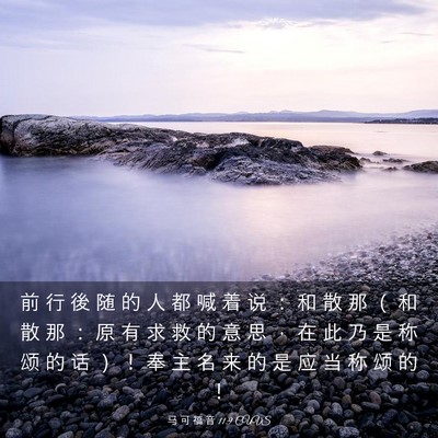 Picture 03 - 马 可 福 音 11:9 CUVS - 前 行 後 随 的 人 都 喊 着 说 ： 和 - Bible Verse Picture