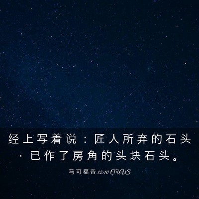 Picture 03 - 马 可 福 音 12:10 CUVS - 经 上 写 着 说 ： 匠 人 所 弃 的 石 - Bible Verse Picture