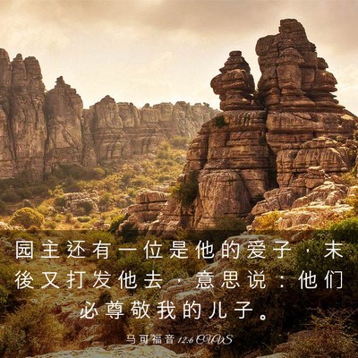 Picture 03 - 马 可 福 音 12:6 CUVS - 园 主 还 有 一 位 是 他 的 爱 子 ， - Bible Verse Picture
