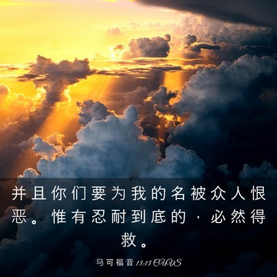 Picture 03 - 马 可 福 音 13:13 CUVS - 并 且 你 们 要 为 我 的 名 被 众 人 - Bible Verse Picture
