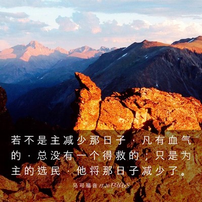 Picture 03 - 马 可 福 音 13:20 CUVS - 若 不 是 主 减 少 那 日 子 ， 凡 有 - Bible Verse Picture