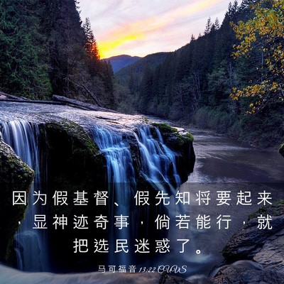 Picture 03 - 马 可 福 音 13:22 CUVS - 因 为 假 基 督 、 假 先 知 将 要 起 - Bible Verse Picture