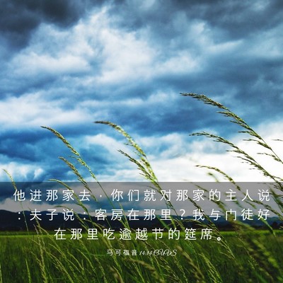 Picture 03 - 马 可 福 音 14:14 CUVS - 他 进 那 家 去 ， 你 们 就 对 那 家 - Bible Verse Picture