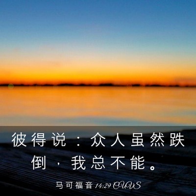 Picture 03 - 马 可 福 音 14:29 CUVS - 彼 得 说 ： 众 人 虽 然 跌 倒 ， 我 - Bible Verse Picture