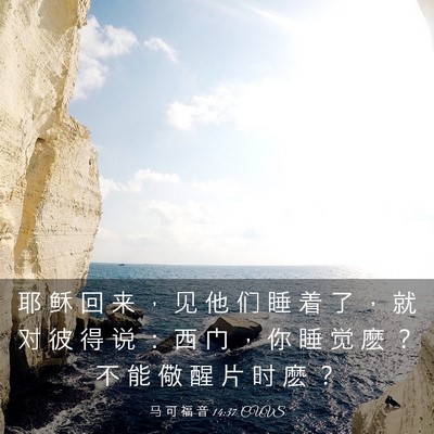Picture 03 - 马 可 福 音 14:37 CUVS - 耶 稣 回 来 ， 见 他 们 睡 着 了 ， - Bible Verse Picture