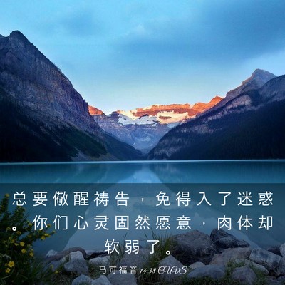 Picture 03 - 马 可 福 音 14:38 CUVS - 总 要 儆 醒 祷 告 ， 免 得 入 了 迷 - Bible Verse Picture