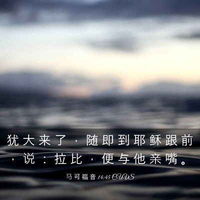 Picture 03 - 马 可 福 音 14:45 CUVS - 犹 大 来 了 ， 随 即 到 耶 稣 跟 前 - Bible Verse Picture