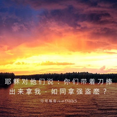 Picture 03 - 马 可 福 音 14:48 CUVS - 耶 稣 对 他 们 说 ： 你 们 带 着 刀 - Bible Verse Picture