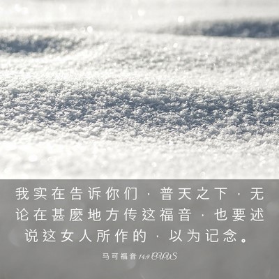 Picture 03 - 马 可 福 音 14:9 CUVS - 我 实 在 告 诉 你 们 ， 普 天 之 下 - Bible Verse Picture