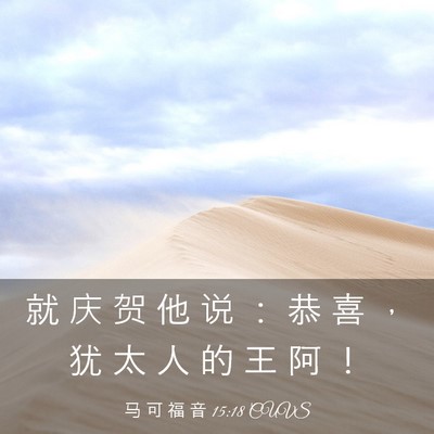 Picture 03 - 马 可 福 音 15:18 CUVS - 就 庆 贺 他 说 ： 恭 喜 ， 犹 太 人 - Bible Verse Picture