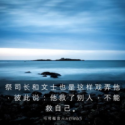 Picture 03 - 马 可 福 音 15:31 CUVS - 祭 司 长 和 文 士 也 是 这 样 戏 弄 - Bible Verse Picture