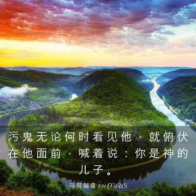 Picture 03 - 马 可 福 音 3:11 CUVS - 污 鬼 无 论 何 时 看 见 他 ， 就 俯 - Bible Verse Picture