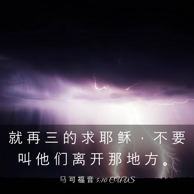 Picture 03 - 马 可 福 音 5:10 CUVS - 就 再 三 的 求 耶 稣 ， 不 要 叫 他 - Bible Verse Picture