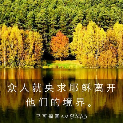 Picture 03 - 马 可 福 音 5:17 CUVS - 众 人 就 央 求 耶 稣 离 开 他 们 的 - Bible Verse Picture