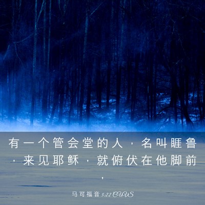 Picture 03 - 马 可 福 音 5:22 CUVS - 有 一 个 管 会 堂 的 人 ， 名 叫 睚 - Bible Verse Picture
