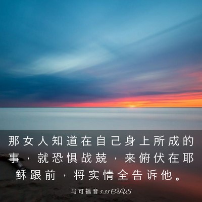 Picture 03 - 马 可 福 音 5:33 CUVS - 那 女 人 知 道 在 自 己 身 上 所 成 - Bible Verse Picture
