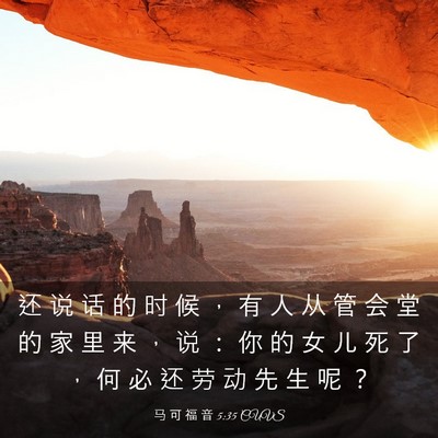 Picture 03 - 马 可 福 音 5:35 CUVS - 还 说 话 的 时 候 ， 有 人 从 管 会 - Bible Verse Picture