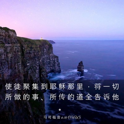 Picture 03 - 马 可 福 音 6:30 CUVS - 使 徒 聚 集 到 耶 稣 那 里 ， 将 一 - Bible Verse Picture
