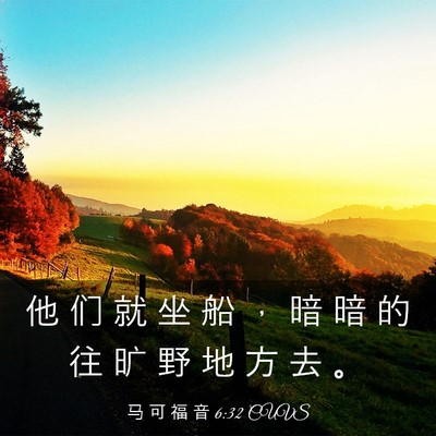 Picture 03 - 马 可 福 音 6:32 CUVS - 他 们 就 坐 船 ， 暗 暗 的 往 旷 野 - Bible Verse Picture