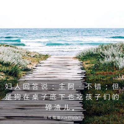 Picture 03 - 马 可 福 音 7:28 CUVS - 妇 人 回 答 说 ： 主 阿 ， 不 错 ； - Bible Verse Picture