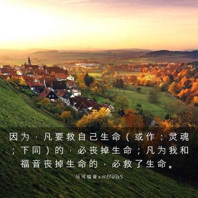 Picture 03 - 马 可 福 音 8:35 CUVS - 因 为 ， 凡 要 救 自 己 生 命 （ 或 - Bible Verse Picture