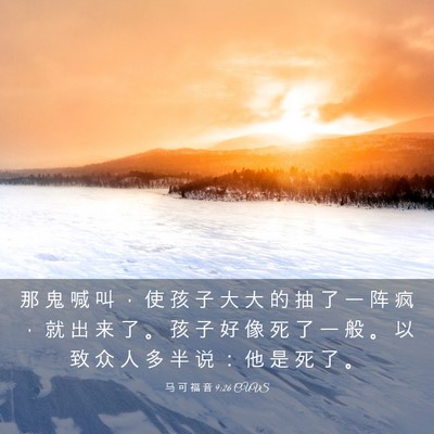 Picture 03 - 马 可 福 音 9:26 CUVS - 那 鬼 喊 叫 ， 使 孩 子 大 大 的 抽 - Bible Verse Picture