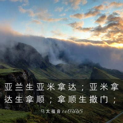 Picture 03 - 马 太 福 音 1:4 CUVS - 亚 兰 生 亚 米 拿 达 ； 亚 米 拿 达 - Bible Verse Picture