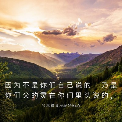 Picture 03 - 马 太 福 音 10:20 CUVS - 因 为 不 是 你 们 自 己 说 的 ， 乃 - Bible Verse Picture