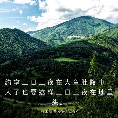Picture 03 - 马 太 福 音 12:40 CUVS - 约 拿 三 日 三 夜 在 大 鱼 肚 腹 中 - Bible Verse Picture