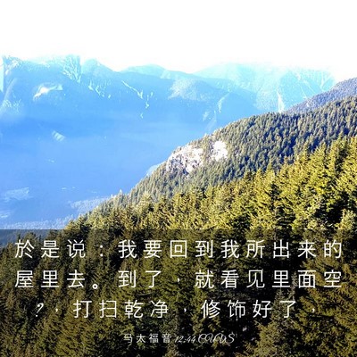 Picture 03 - 马 太 福 音 12:44 CUVS - 於 是 说 ： 我 要 回 到 我 所 出 来 - Bible Verse Picture