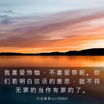 Picture 03 - 马 太 福 音 12:7 CUVS - 我 喜 爱 怜 恤 ， 不 喜 爱 祭 祀 。 - Bible Verse Picture