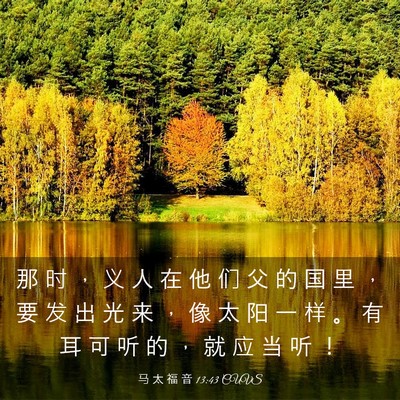 Picture 03 - 马 太 福 音 13:43 CUVS - 那 时 ， 义 人 在 他 们 父 的 国 里 - Bible Verse Picture